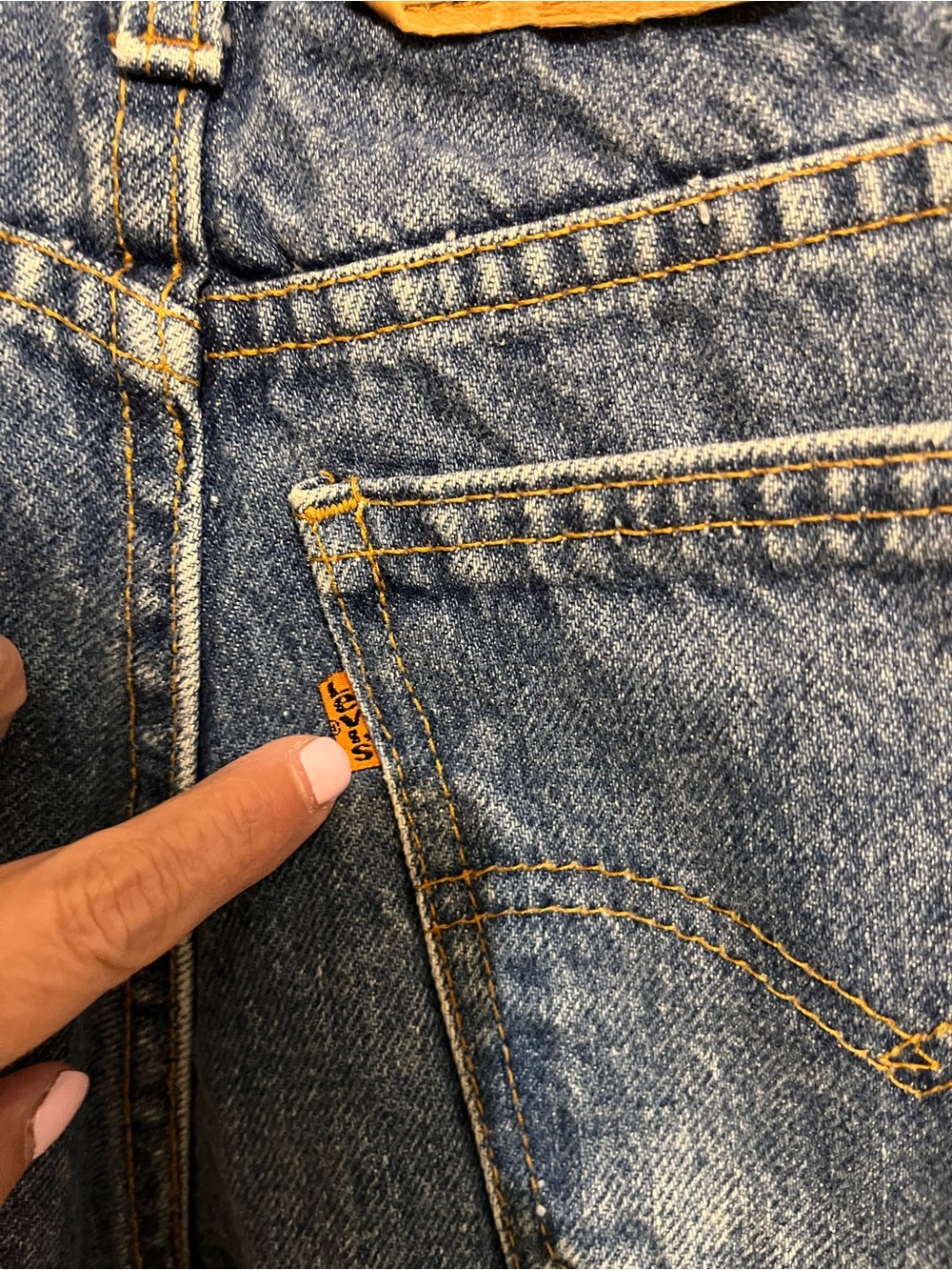Vintage orange tab Levi's student   Early 90s 28x34. Distressed